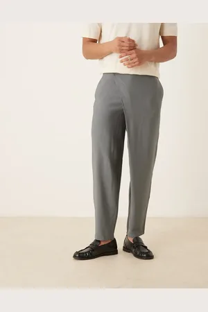 ASOS Grå elegante oversized tapered bukser med slå-om-snit foran-Sort