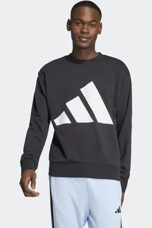 adidas Essentials - Sort sweatshirt med frotté-for og stort hvidt logo