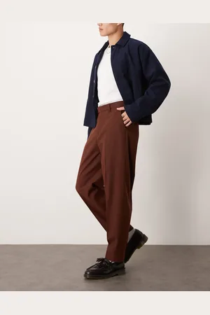 ASOS Oversized, elegante og tapered bukser i rustrød og nistret uldblanding