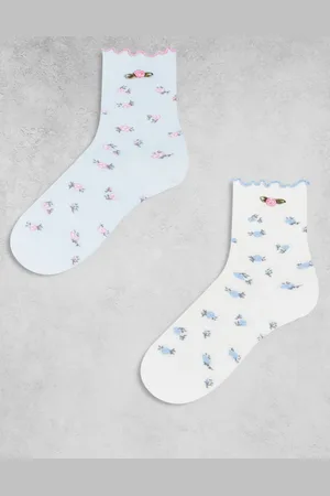 Boux Avenue Pakke med 2 par multifarvede ankelsokker med småblomstret print