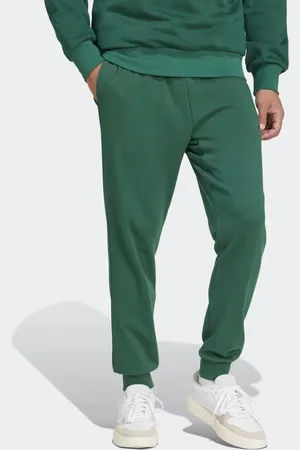 adidas Essentials - Feel Cozy - Grønne bukser med sorte detaljer i fransk terry-materiale