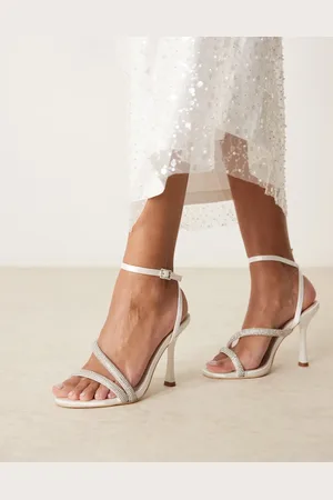 Be Mine Nadia - Hvide og højhælede sandaler med stropper i satin