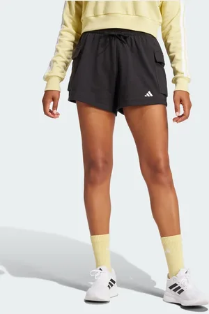 adidas Essentials - Sorte cargoshorts med lille hvidt logo og frotté-for