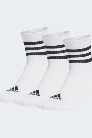 adidas Sportstøj - Pakke med 3 par hvide sportssokker med lavt snit, 3 sorte striber og stødabsorbering