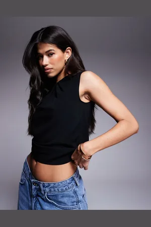 ASOS ærmeløs top med rynkedetaljer i hørblanding - Del af sæt