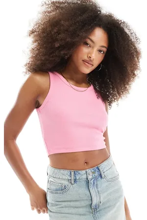 JJXX Fallon - Lyserød ribstrikket croptop