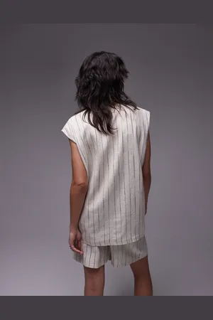 Topshop Oversized vest i med syningsdetaljer-Hvid