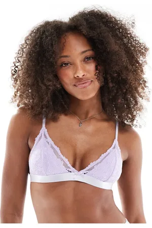 Cotton On Cotton On - Everyday - Lavendelfarvet trekantsbralette med for og blonder-Lilla