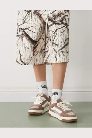 Vans Hylane - Gyldenbrune og tofarvede chunky sneakers i ruskind