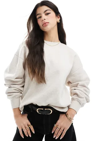 Cotton On Cotton On - Klassisk beigemeleret sweatshirt i fleece med rund hals-Hvid