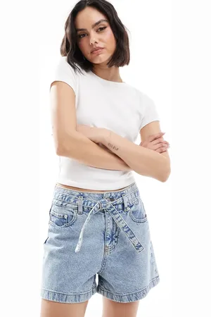 JJXX Lyseblå denimshorts med bindebånd i taljen