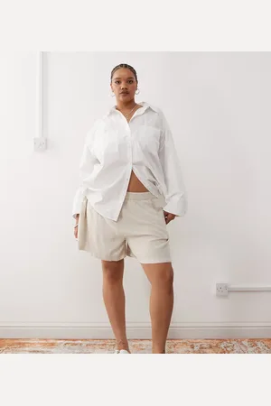 Noisy May Lyse beige shorts i hørblanding-Neutral