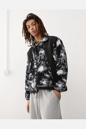 The North Face Polar Sun - Kraftig fleece-jakke med lommer og gråt print med flydende look