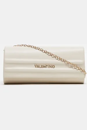 Valentino - Sofie - Cremehvid minimalistisk clutch-taske med aftagelig kæderem