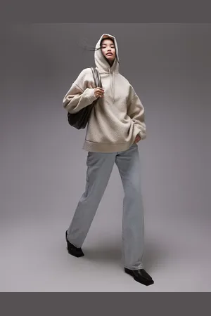 Topshop Oversized og beige hættetrøje i teddy-stof