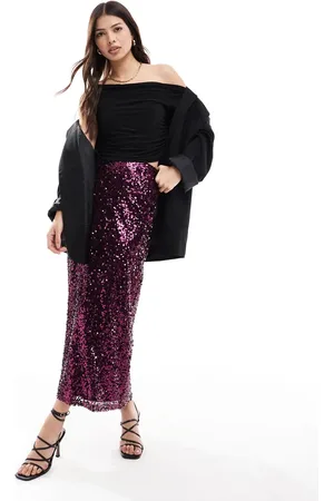 ASOS Bordeaux maxinederdel med pailletter-Rød