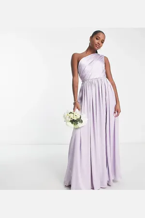 ANAYA Brudepiger - Lyslilla oneshoulder-kjole med slids ved låret i satin