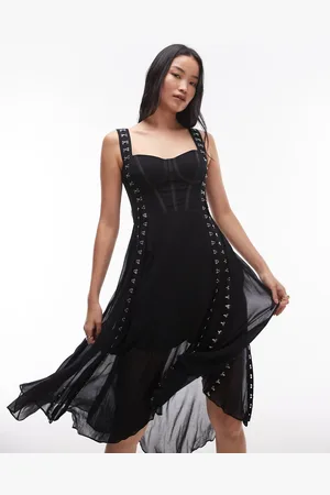 AllSaints Luna - midikjole i mesh med korset