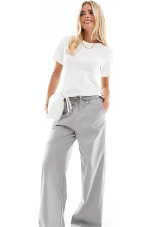 Stradivarius Petite - Lysegrå pull-on bukser