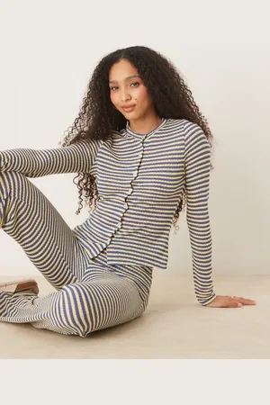 ASOS Strikket cardigan med blå og gule striber