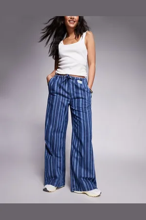 ASOS Weekend Collective - Jeans med nålestriber i let denim-Blå