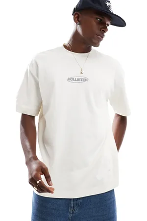 Hollister Cremehvid afkølende T-shirt med boblelogo i firkantet pasform-Neutral