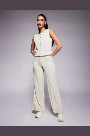 ASOS Bukser med ribber og vide ben - Del af sæt-Neutral