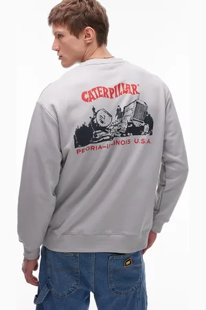 Caterpillar WWR - sweatshirt med print på ryggen-Hvid