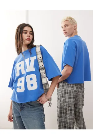 Reclaimed Unisex - cropped T-shirt med college-logo i sweatshirt-stof i firkantet pasform