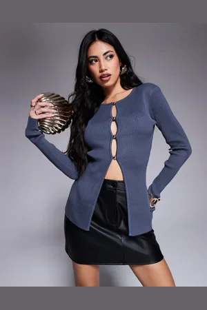Kaiia Longline-cardigan med gennemgående knapper og slids foran - Kun hos ASOS