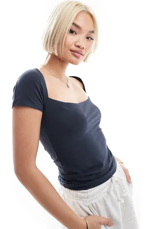 Daisy Street Jerseytop med firkantet hals-Sort
