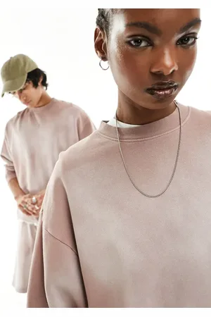 ASOS Unisex - Oversized sweatshirt i brun vask - Del af sæt