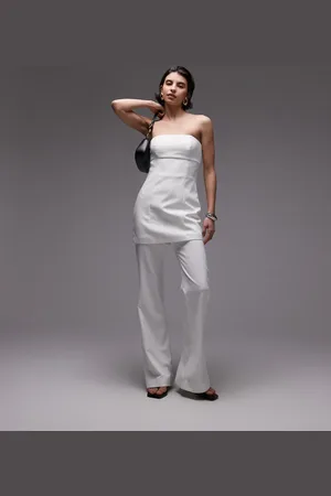 MANGO Hvidt lagdelt bandeau-jumpsuit