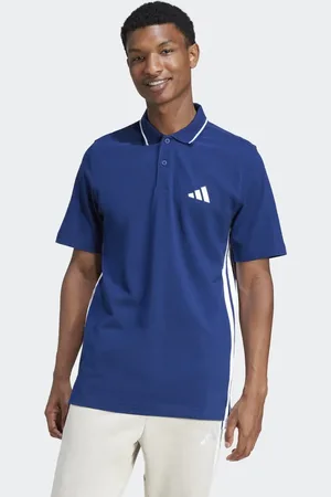 adidas Essentials - Mørkeblå/hvid poloskjorte i piqué med 3 striber