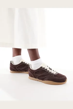 Stradivarius Mørkebrune sneakers i ruskindslæder
