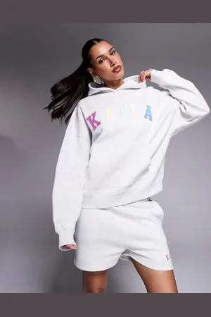 Kaiia Oversized hættetrøje med broderet regnbuelogo - Del af sæt