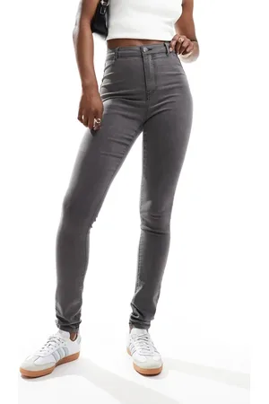 Noisy May Ella - Højtaljede skinny-jeans i grå vask