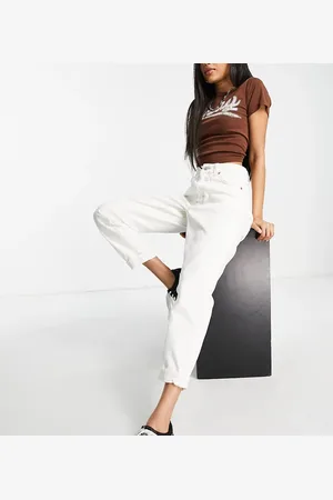 Topshop Originale højtaljede Mom-jeans i -Hvid