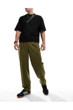 ASOS Grønne elegante bukser med oversized tapered pasform og halv elastiktalje