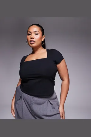 ASOS ASOS DESIGN Curve - top med firkantet hals og afkortede ærmer i dobbeltlag