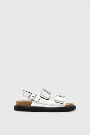 AllSaints Isla - Sølvfarvede sandaler i læder-Grå