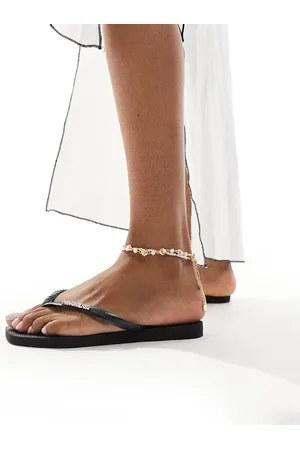 Havaianas Sorte klipklappere med metallisk logo og firkantet tå