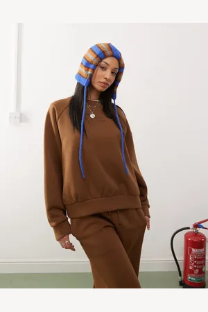 Reclaimed Tobaksfarvet sweatshirt med raglanærmer og ballondesign - Del af sæt