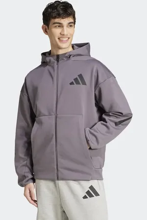 adidas Z.N.E. - Grå træningsjakke med hætte og lynlås