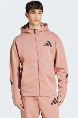 adidas Z.N.E. - Lerfarvet træningsjakke med hætte og lynlås-Brun