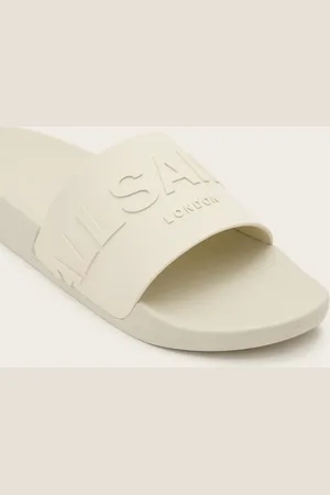 AllSaints Biggy - Råhvide sliders i gummi med tonet logo