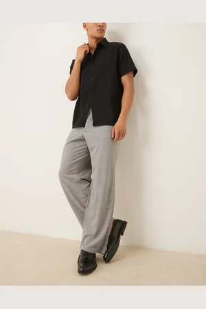 ASOS Grå elegante bukser med vide ben, dobbelte plisseringer og tekstur