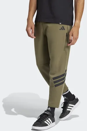 adidas Future Icons - Olivengrønne bukser med lommer og 3 striber