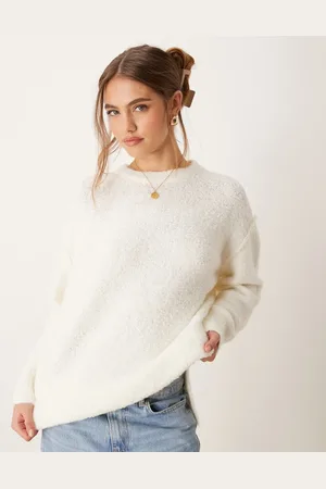 Glamorous Offwhite og oversized trøje i blødt strik-Hvid