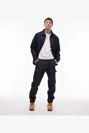 Caterpillar WWR - Vasket blå tømrer-jeans i rå denim - Del af sæt